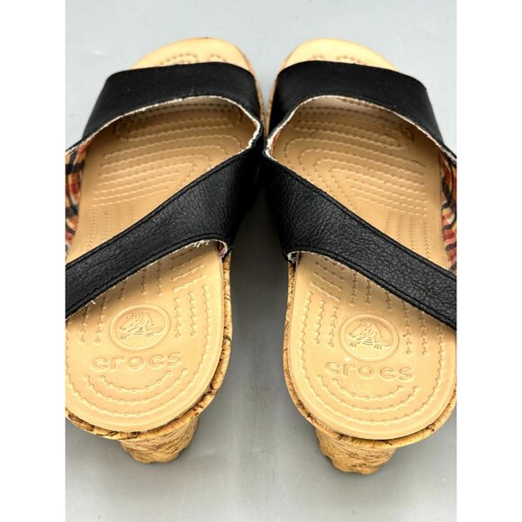 Crocs Leigh Womens Slingback Sandals Size US 9 Black Leather Open Toe Slip On - Picture 5 of 9